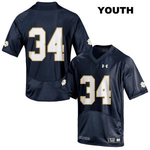 Notre Dame Fighting Irish Youth Jahmir Smith #34 Navy Under Armour No Name Authentic Stitched College NCAA Football Jersey AAV3699DZ